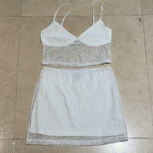 White Two-Piece Set – Top & Skirt
